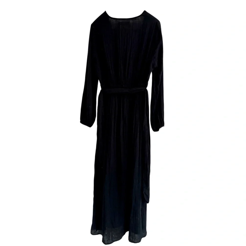 MARA HOFFMAN SWIM Black Gauze Luna Maxi Cover Up Beach Dress Size Small